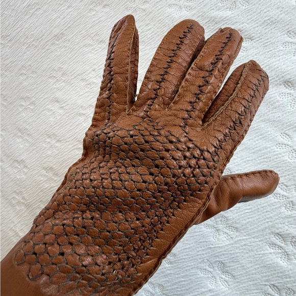 vintage Italian leather driving gloves cognac brown size 9